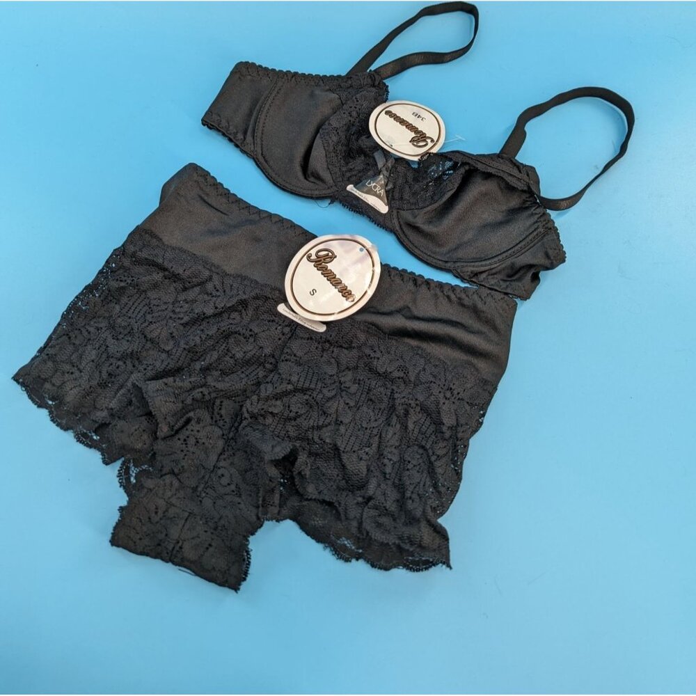 ROMANCE Black Bra & Boyshort set lots of sizes NEW - Picture 2 of 6
